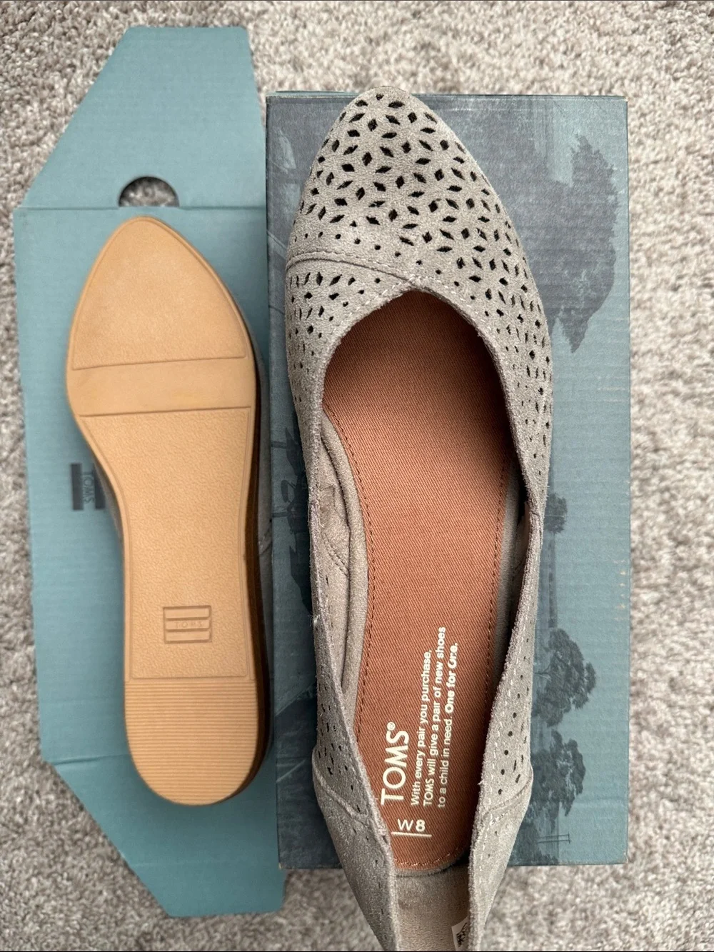 Toms Women's Taupe Laser-Cut Ballet Flats